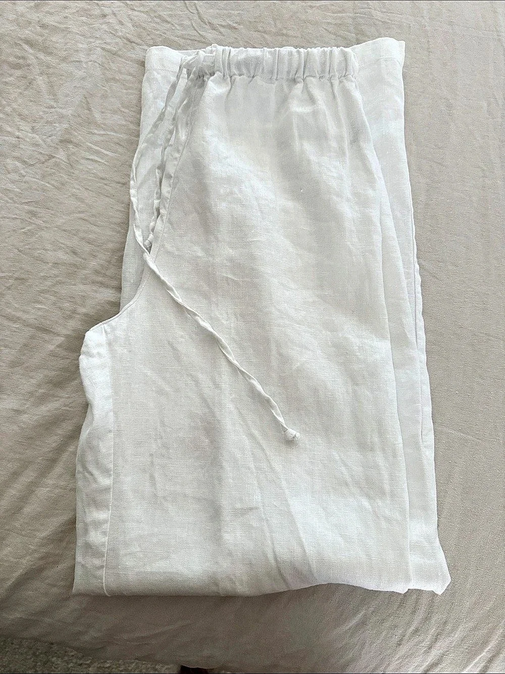 Reformation Unlined Linen Straight Leg Pants in White XS